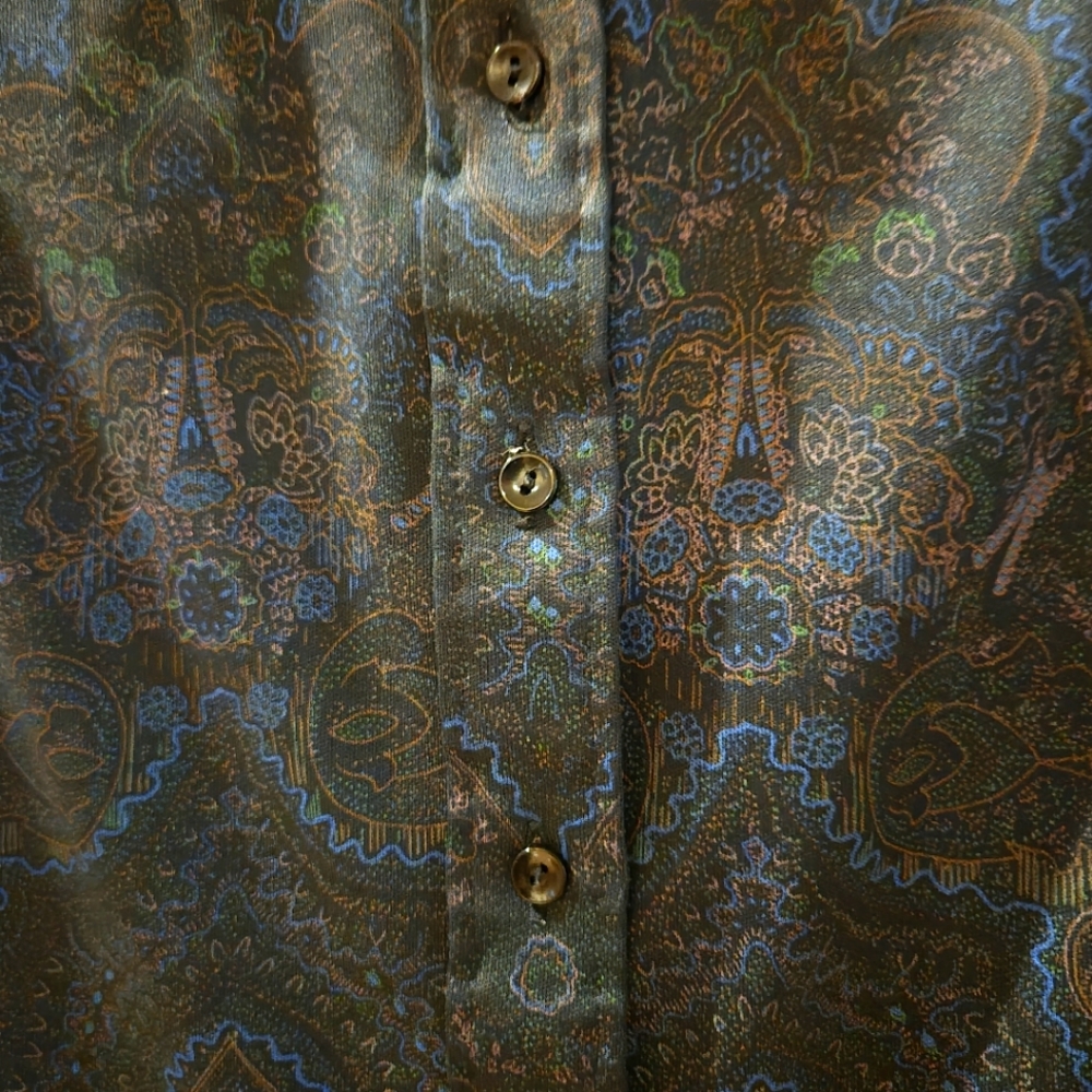 Black Print Blouse with Long Sleeves, Woman’s Size 38